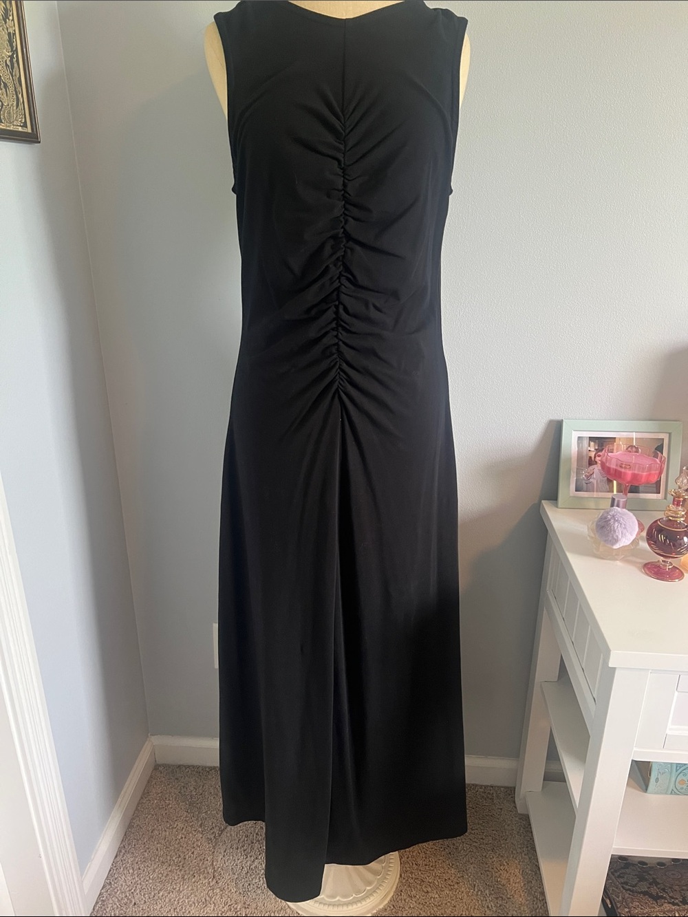 Nordstrom Black Sleeveless Ruched Maxi Dress